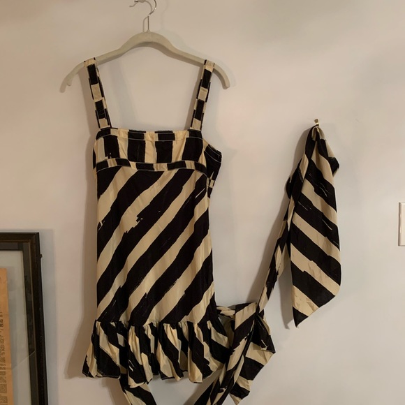 TWENTY8TWELVE Micro mini silk/cotton dress, cream and black - Picture 3 of 7